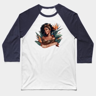 Bird Of Paradise African American Girl Floral Tropical Plant Baseball T-Shirt